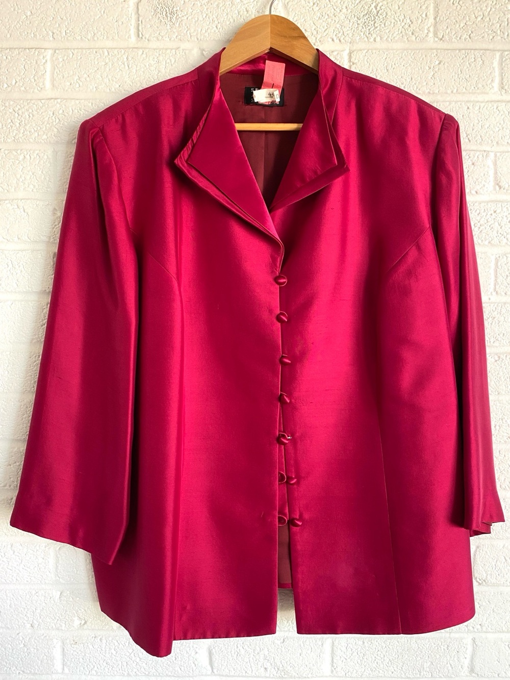 Vintage Spenser Jeremy  Silk Fuchsia Button Jacket Size 22 Statement Dopamine